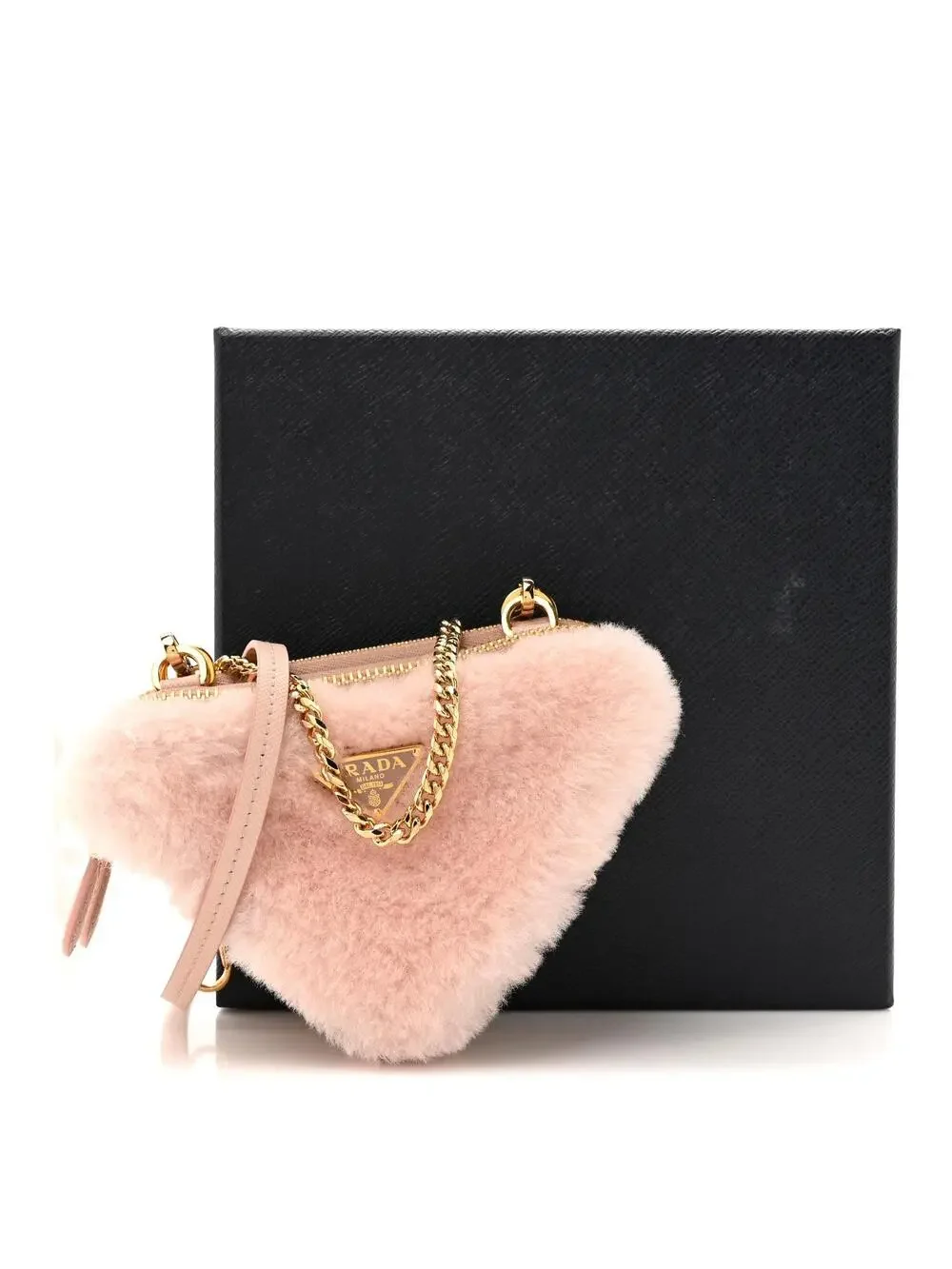 Prada Saffiano Shearling Triangle Mini #270965P12B